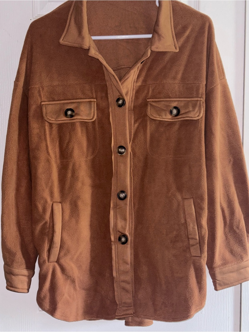 Women’s Tan Shirt Jacket Lightweight Button-Up Shacket